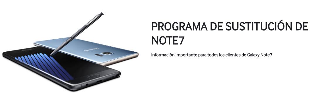 programa de sustitución de Samsung Galaxy Note 7