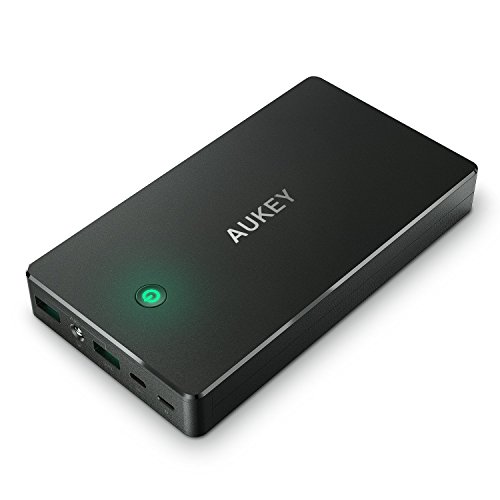 AUKEY Bateria Externa 20000mAh Power Bank con Entrada Lightning y Micro USB, 2 Salidas USB 3,4A para iPhone 7/7 plus, Samsung S8/ S8+, iPad y más