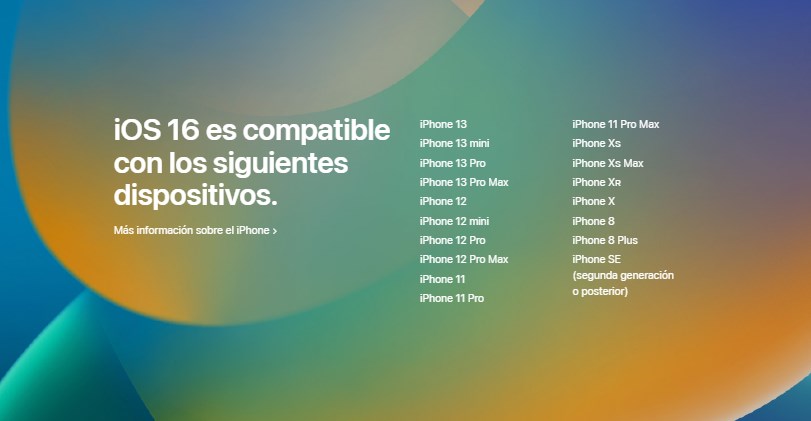 iOS 16 dispositivos compatibles iphone